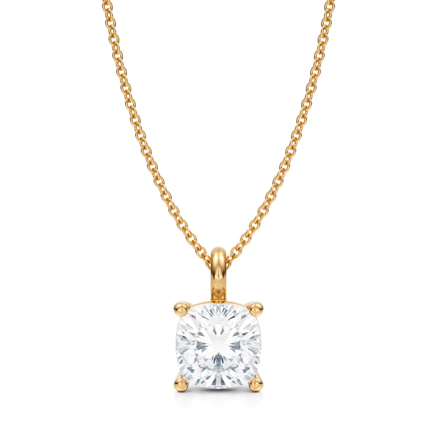 2 1/2 Carat Cushion Lab Grown Diamond Solitaire Pendant