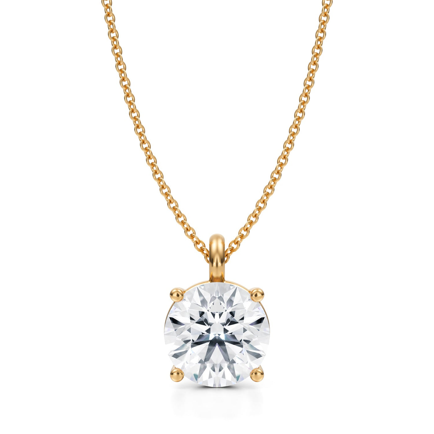 3 Carat Round Lab Grown Diamond Solitaire Pendant