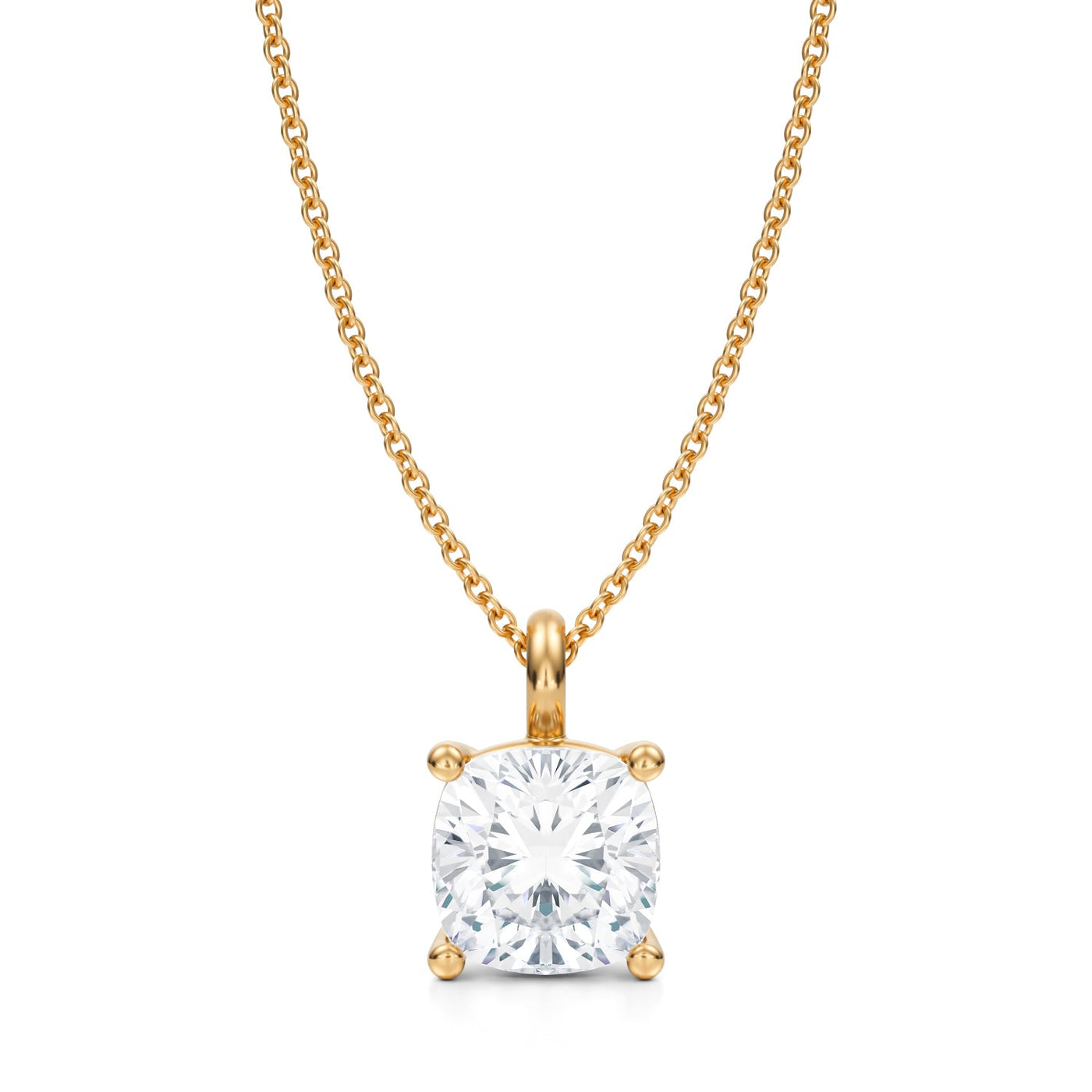 3 Carat Cushion Lab Grown Diamond Solitaire Pendant