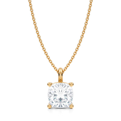 3 Carat Cushion Lab Grown Diamond Solitaire Pendant