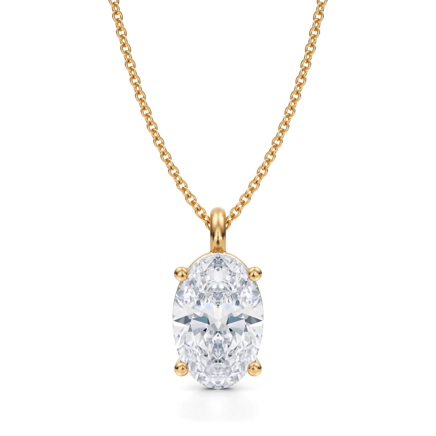 3 Carat Oval Lab Grown Diamond Solitaire Pendant