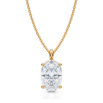 3 Carat Oval Lab Grown Diamond Solitaire Pendant