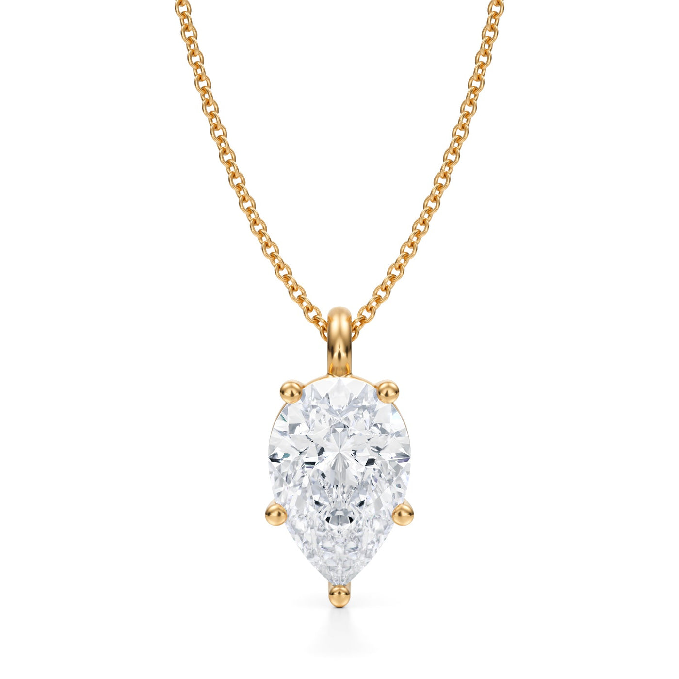 3 Carat Pear Lab Grown Diamond Solitaire Pendant