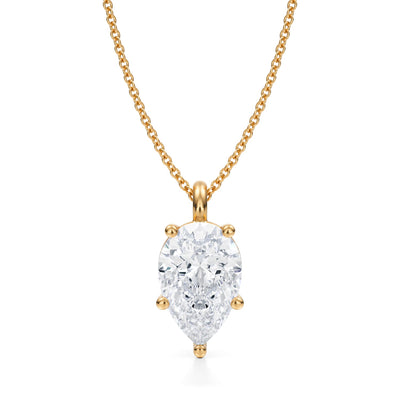 3 Carat Pear Lab Grown Diamond Solitaire Pendant