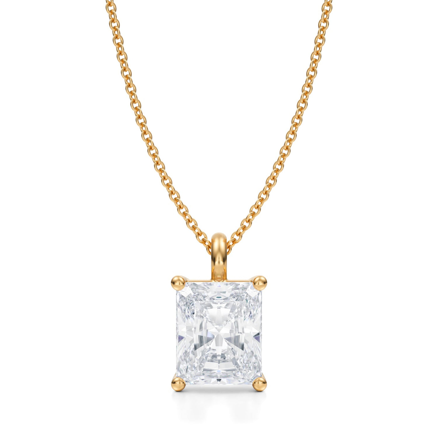 3 Carat Radiant Lab Grown Diamond Solitaire Pendant