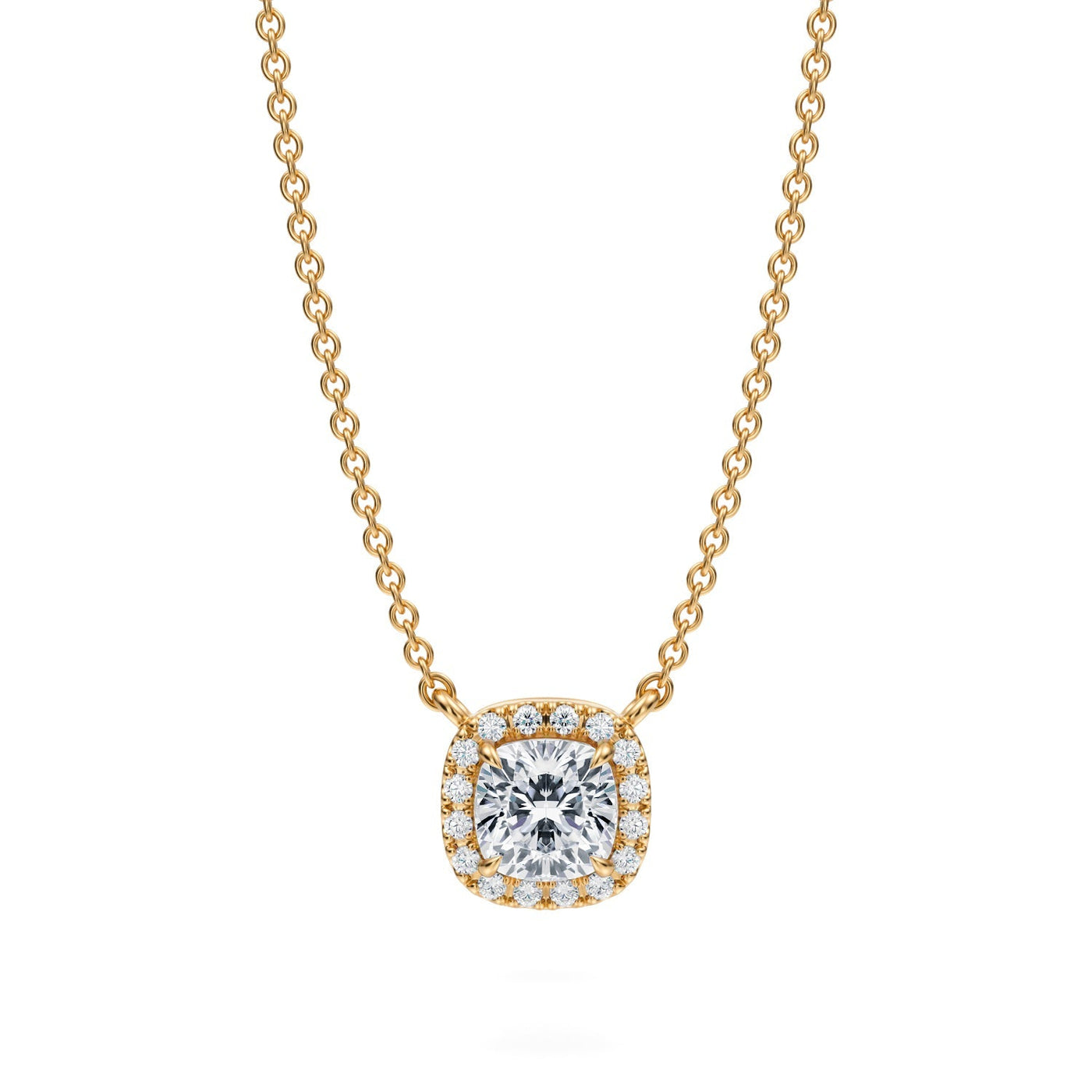 1/2 Carat Cushion Classic Halo Pendant