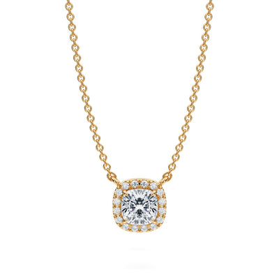 1/2 Carat Cushion Classic Halo Pendant