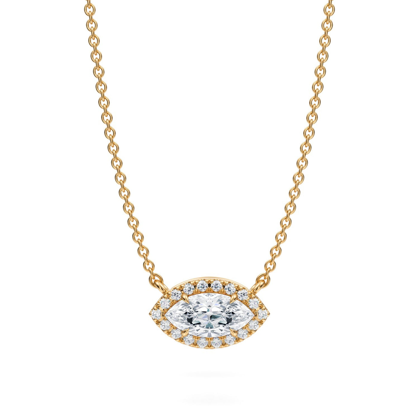 1/2 Carat Marquise Classic Halo Pendant