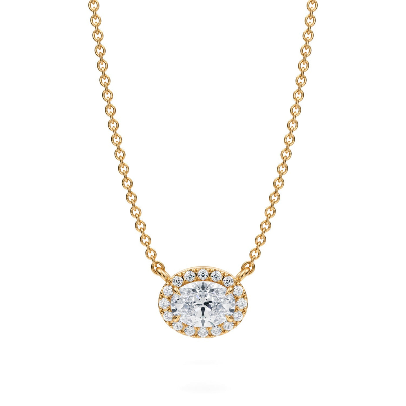 1/2 Carat Oval Classic Halo Pendant