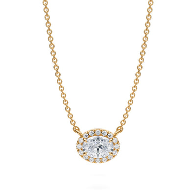 1/2 Carat Oval Classic Halo Pendant