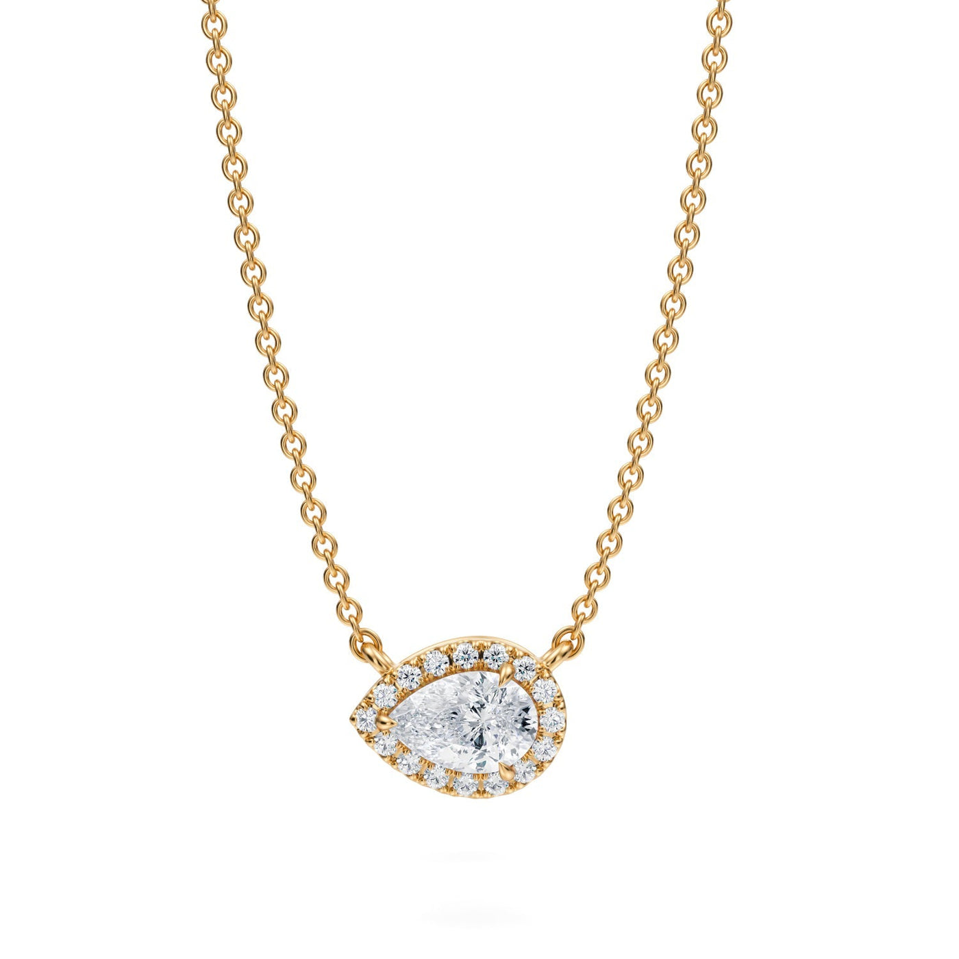 1/2 Carat Pear Classic Halo Pendant