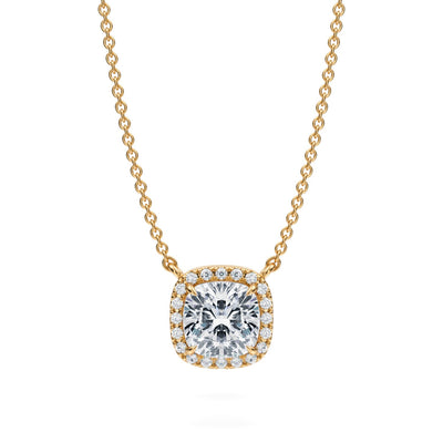 1.5 Carat Cushion Classic Halo Pendant