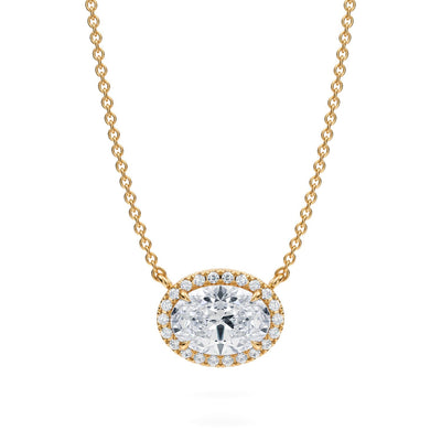 1.5 Carat Oval Classic Halo Pendant