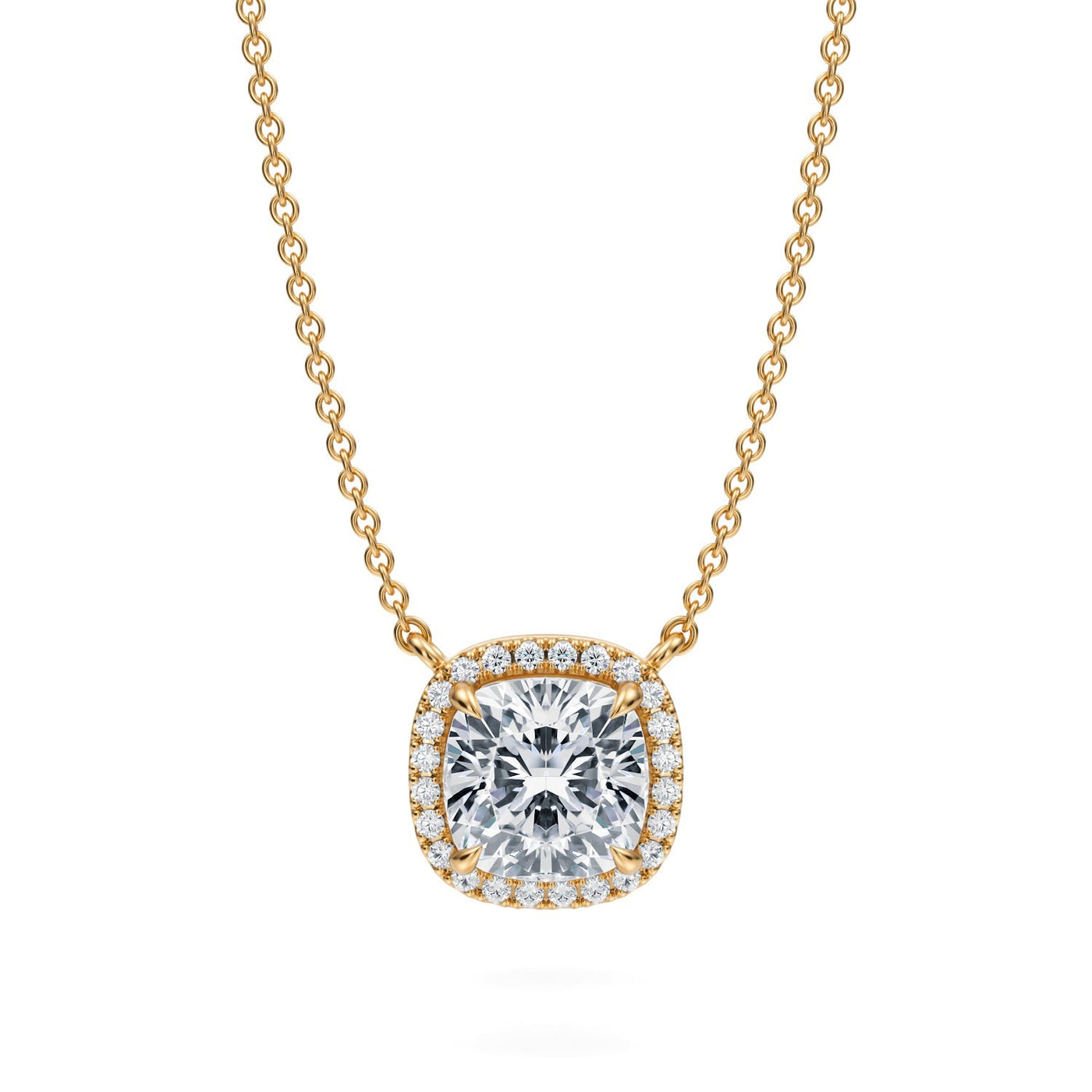 2 Carat Cushion Classic Halo Pendant