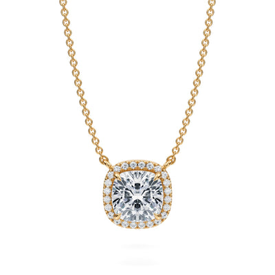 2 Carat Cushion Classic Halo Pendant