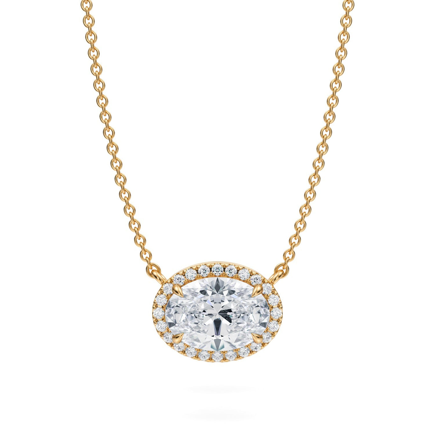 2 Carat Oval Classic Halo Pendant