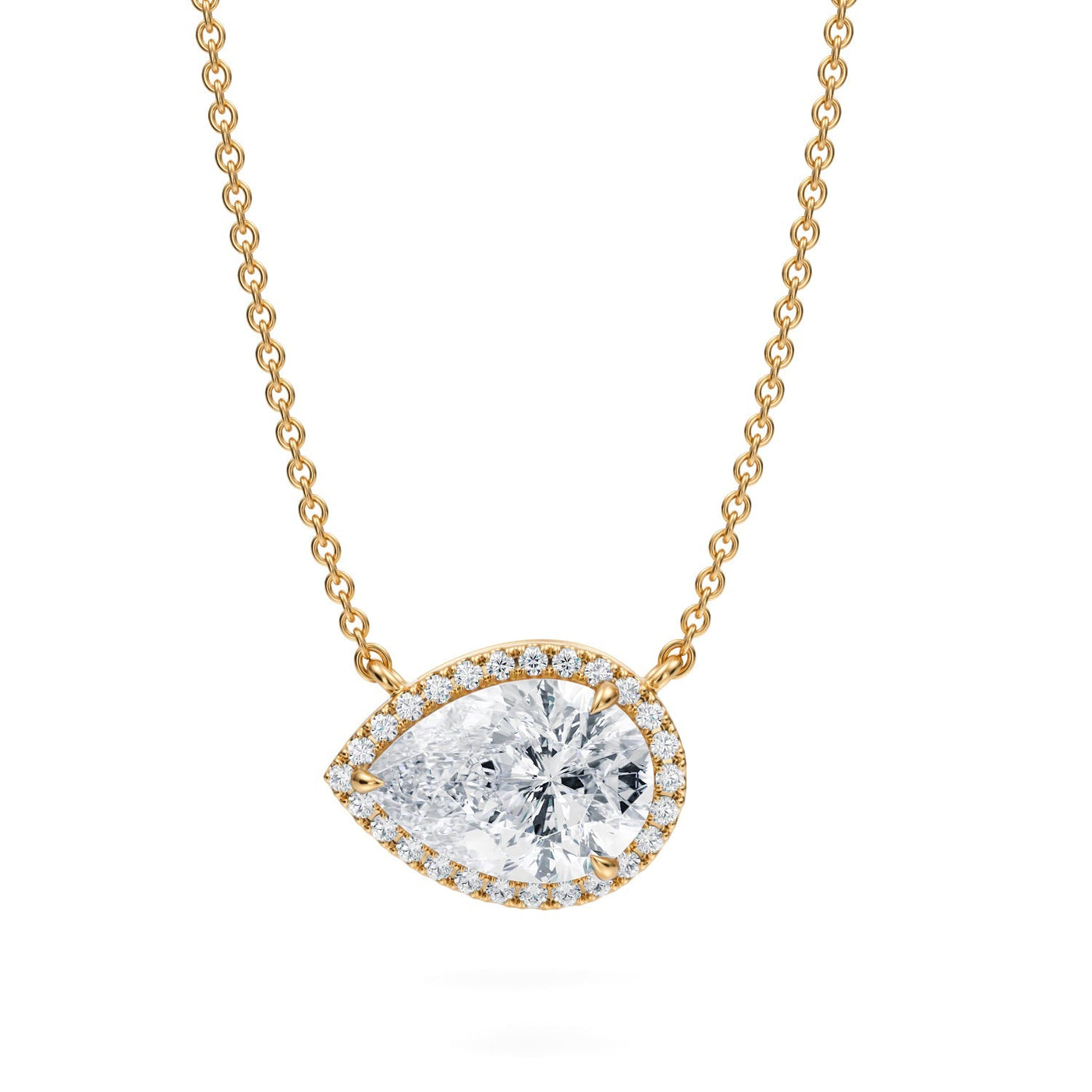 2 Carat Pear Classic Halo Pendant