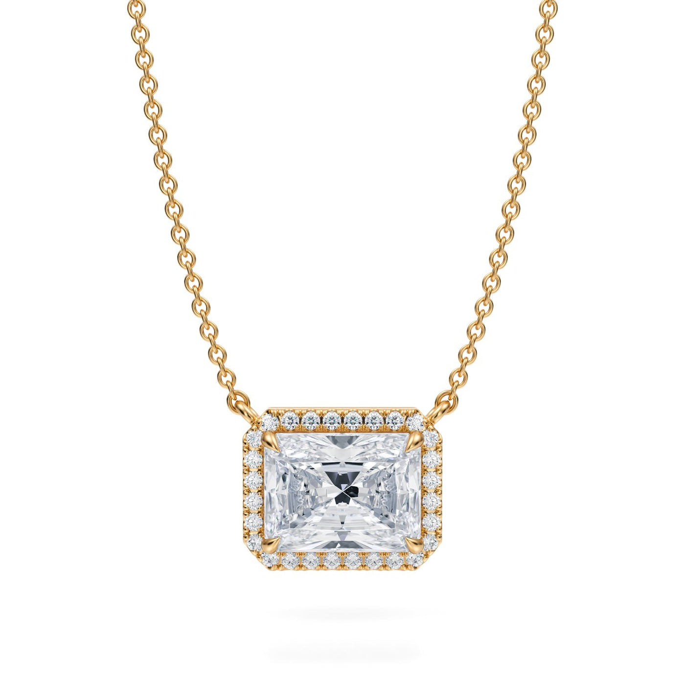 2 Carat Radiant Classic Halo Pendant