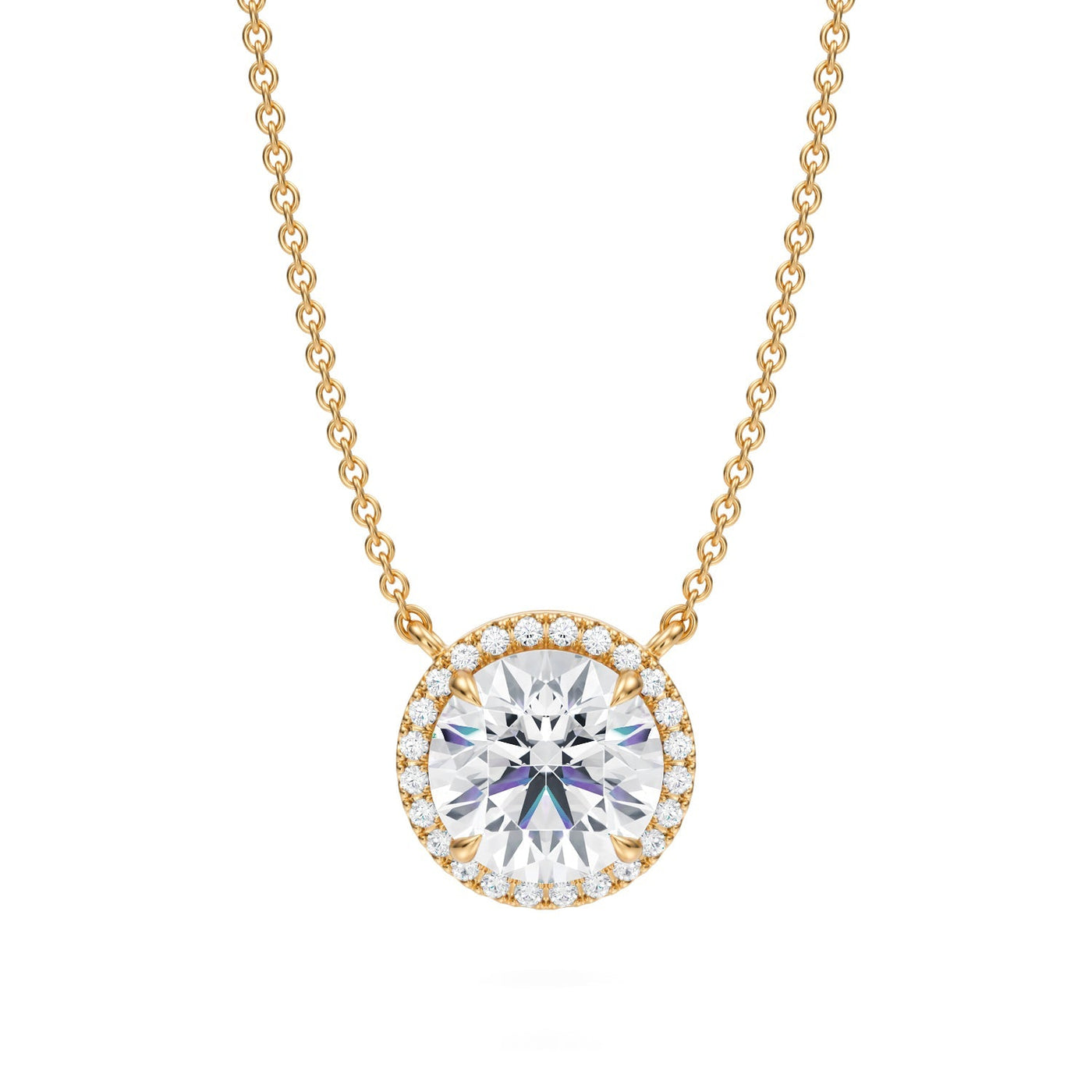 2 Carat Round Classic Halo Pendant