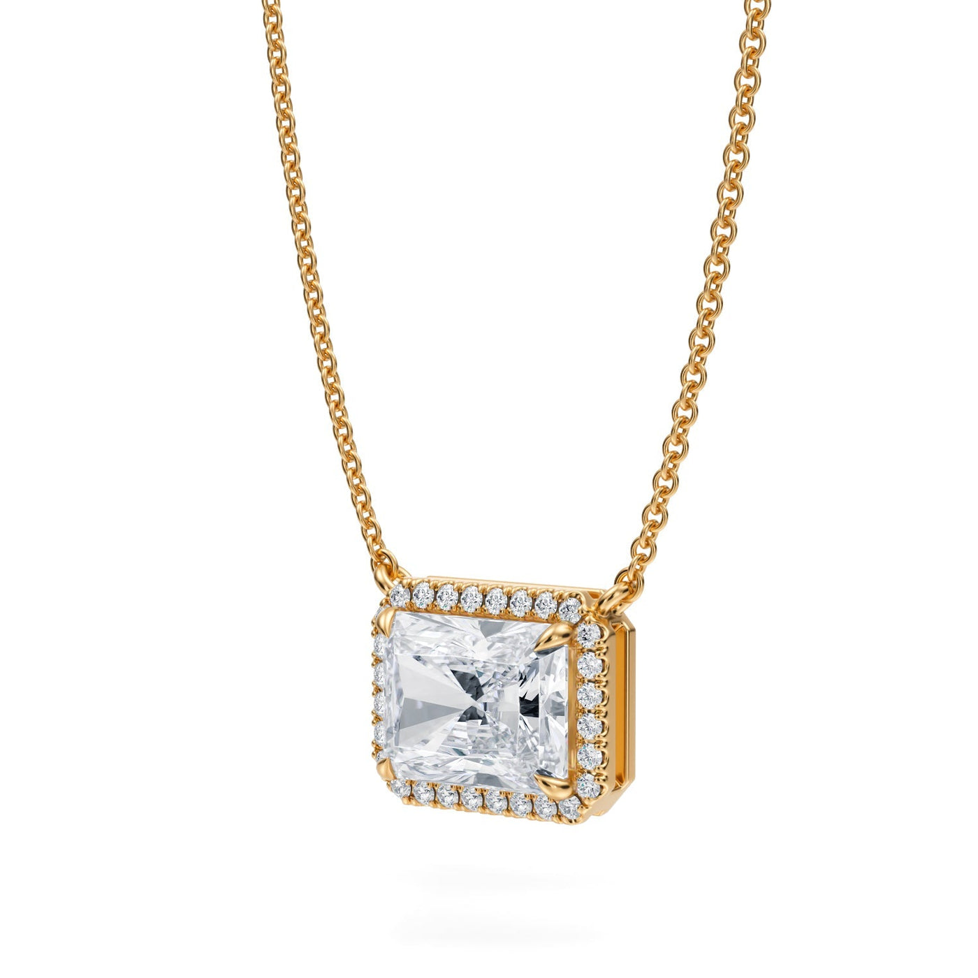 2 Carat Radiant Classic Halo Pendant