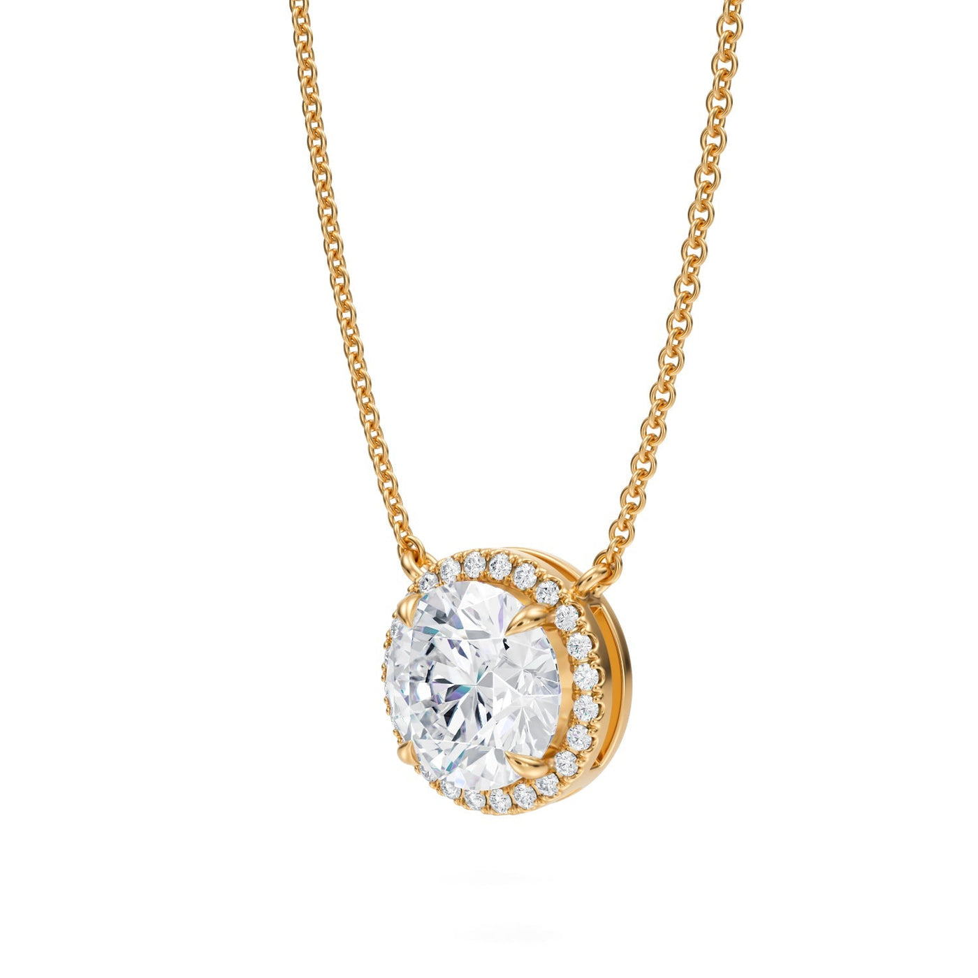 2 Carat Round Classic Halo Pendant