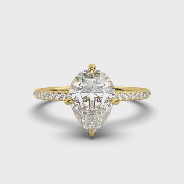 Pear Pave Ring with Hidden Halo