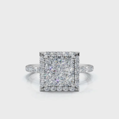 Princess Halo Pave Ring