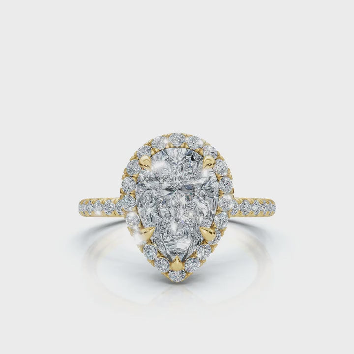 Pear Halo Pave Ring