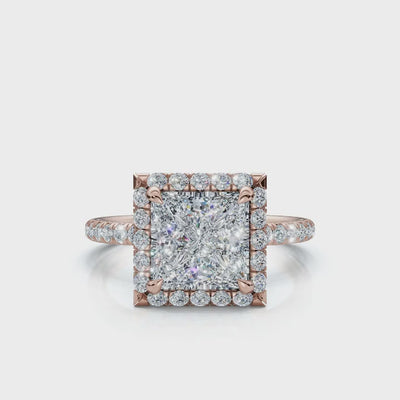 Princess Halo Pave Ring