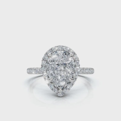 Pear Halo Pave Ring