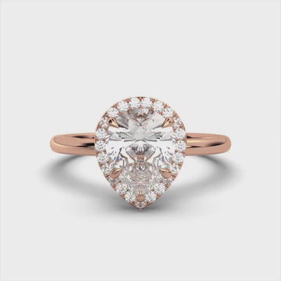 Pear Halo Classic Solitaire Ring