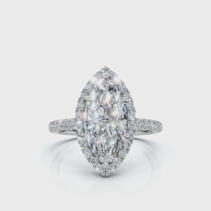 Marquise Halo Pave Ring