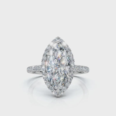 Marquise Halo Pave Ring