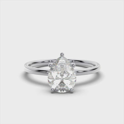 Pear Solitaire Ring with Hidden Halo