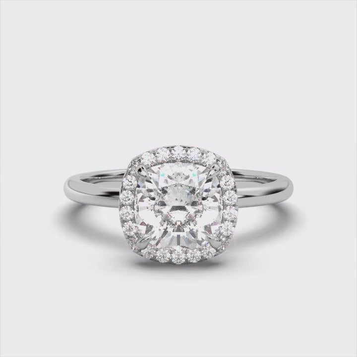 Cushion Halo Classic Solitaire Ring