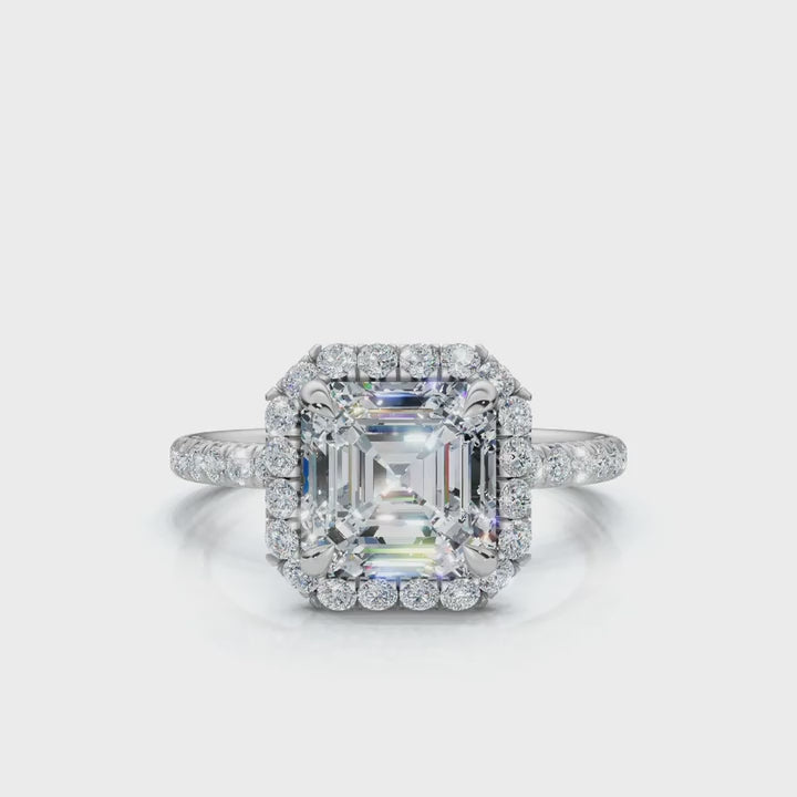 Asscher Halo Pave Ring