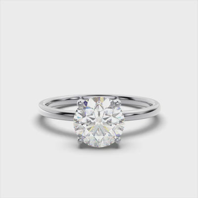 Round Solitaire Ring with Hidden Halo