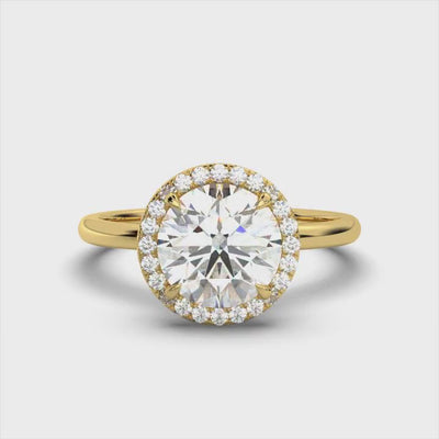 Round Halo Classic Solitaire Ring