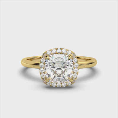 Cushion Halo Classic Solitaire Ring