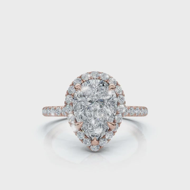 Pear Halo Pave Ring