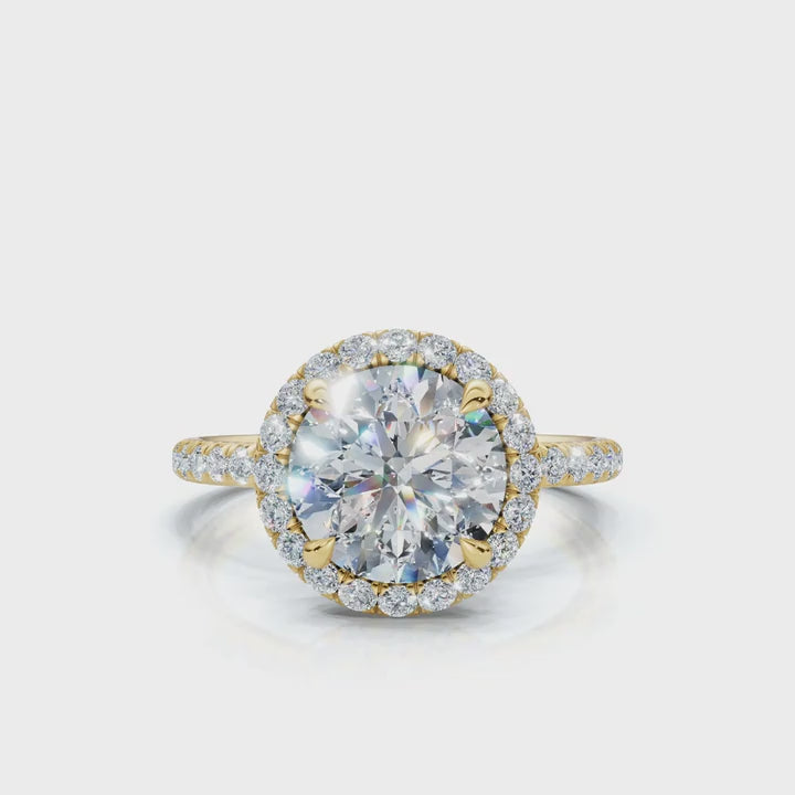 Round Halo Pave Ring