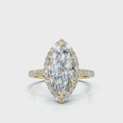 Marquise Halo Pave Ring