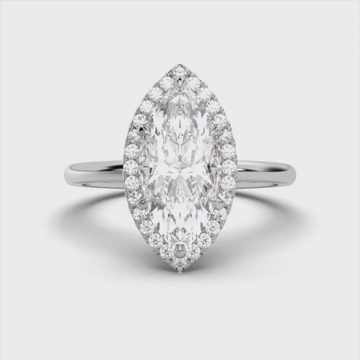 Marquise Halo Classic Solitaire Ring