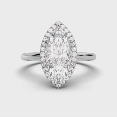 Marquise Halo Classic Solitaire Ring