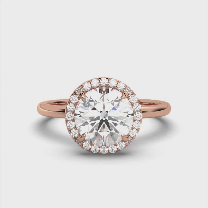 Round Halo Classic Solitaire Ring