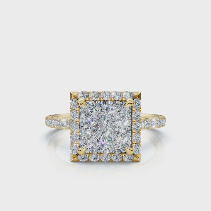 Princess Halo Pave Ring