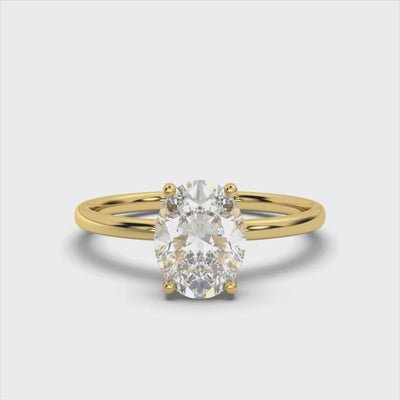 Oval Solitaire Ring with Hidden Halo