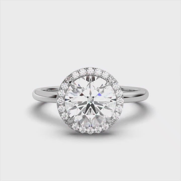 Round Halo Classic Solitaire Ring