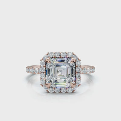 Asscher Halo Pave Ring