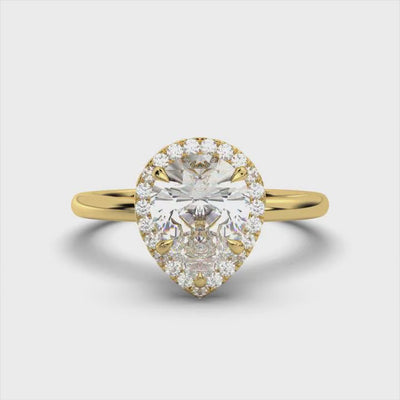 Pear Halo Classic Solitaire Ring